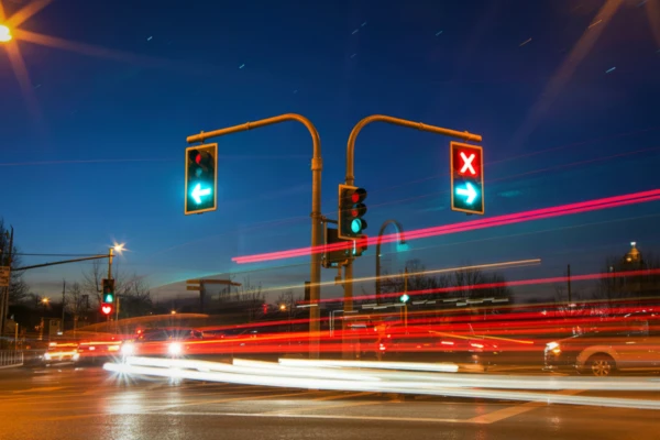 Intersection with Flashing Lights
