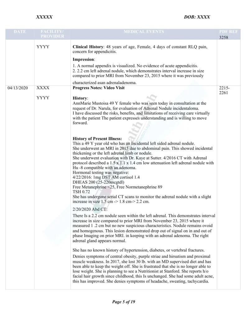 Medical Records Chronology Template - 2