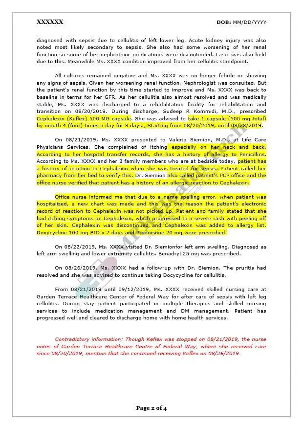 Medical Opinion Sample
